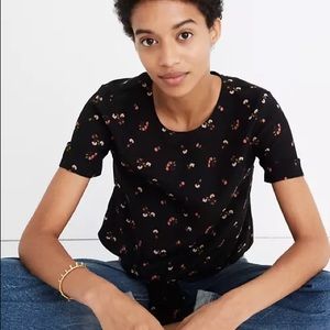 Madewell Silk Button-Back Tie Tee in Flower Toss